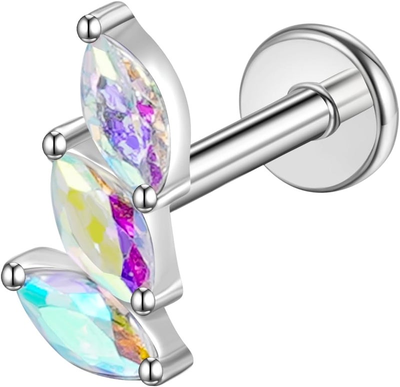 TOMIDES G23 Titanium Flat Back Earrings Studs 16g F136 Implant Grade Titanium Labrets Press Fit Threadless Push In Dainty Cartilage Helix Conch Lobe Lip Tragus Piercing Jewelry - Image 1